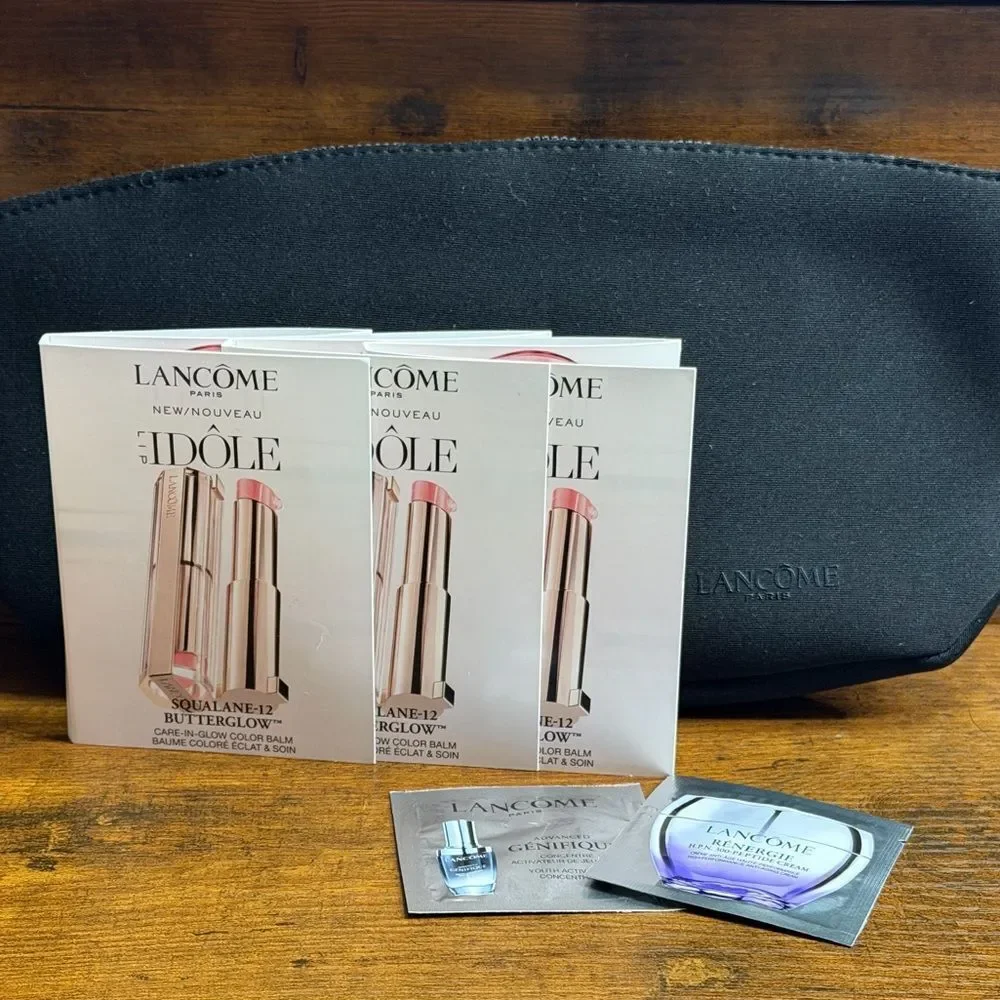 Lancôme Luxury Travel Set 🖤 Cosmetic Bag + Skincare & Lip Samples | NEW